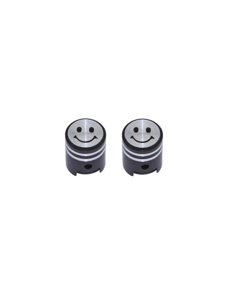 Smile Face Piston Valve Caps Black Schrader Valve.